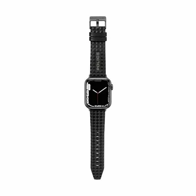 Apple Watch Strap 42/44/45/49 Leather Police - Black